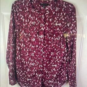 Burgundy Patterned Long Sleeve Blouse